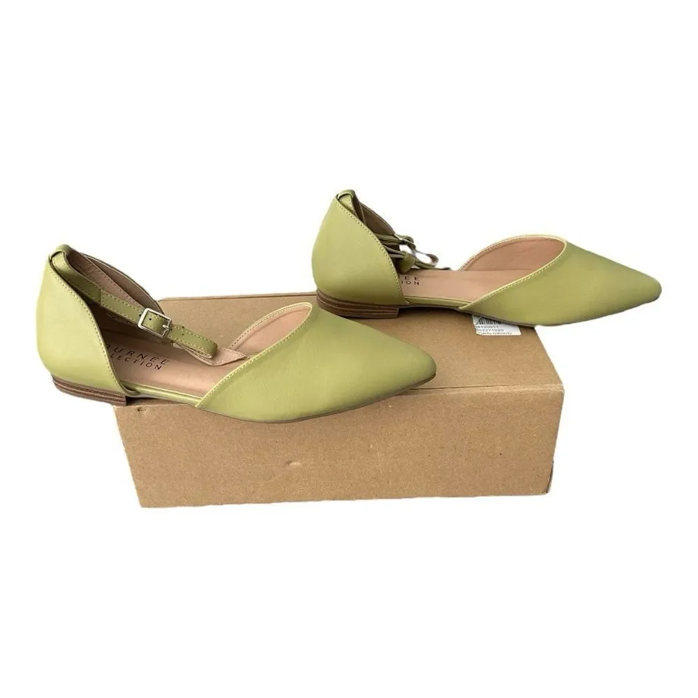 Journee Collection Vielo Flats Sage Green Pointed Toe Wide Width 9 WD NIB